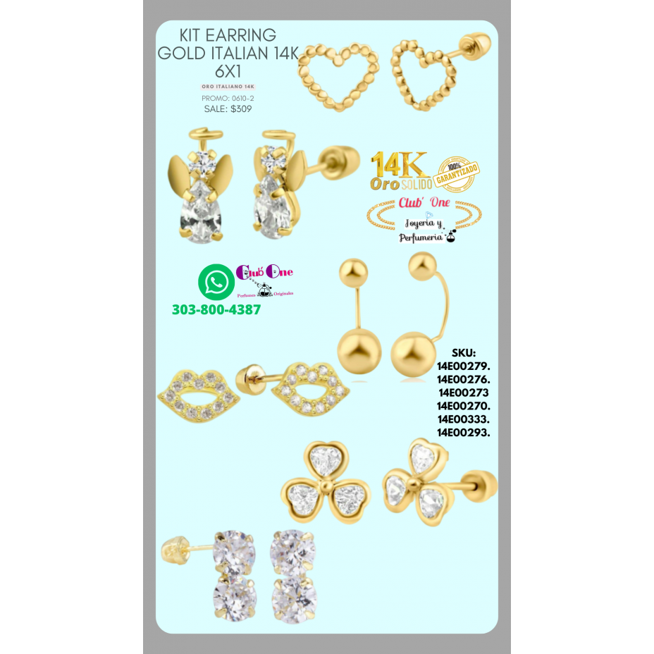 14K Italian Gold Earrings Kit Special Discount