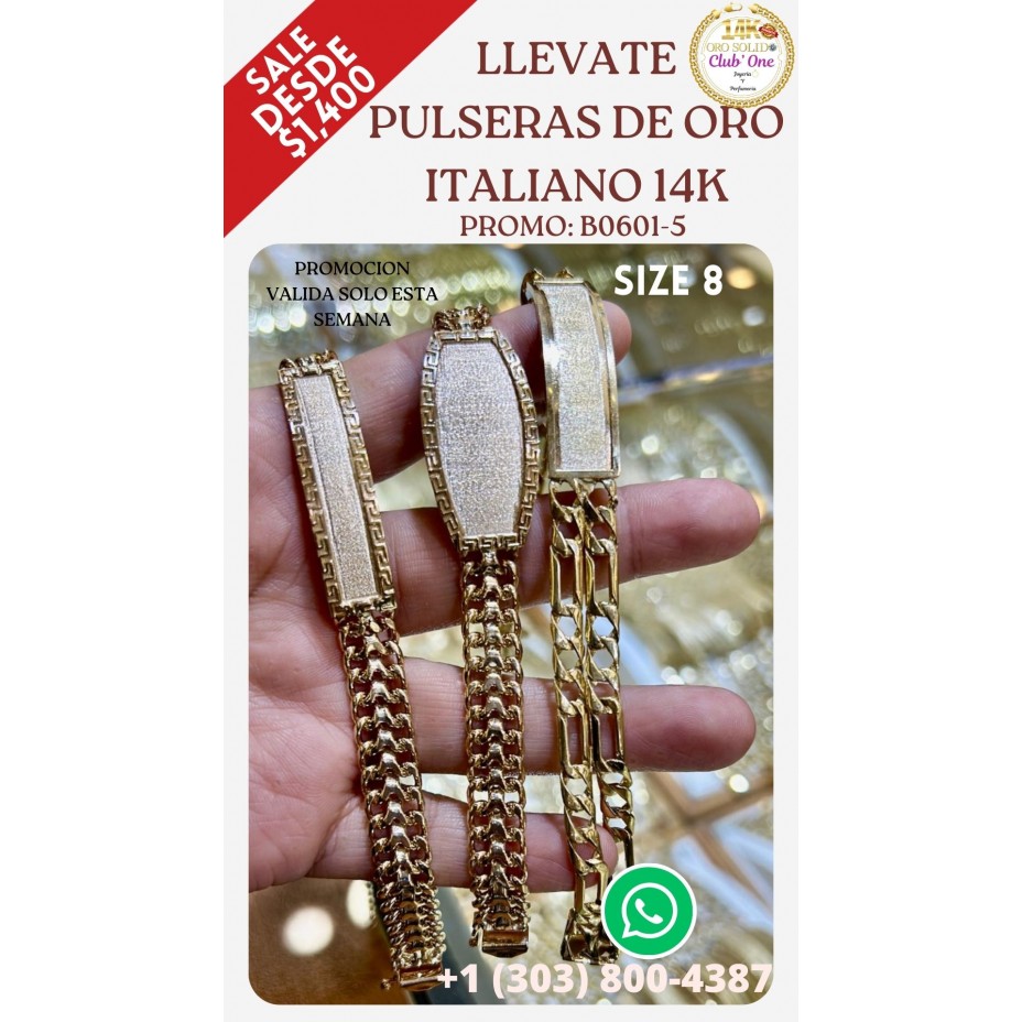 Italian Gold Bracelets 14K with Guaranteed Quality B06015