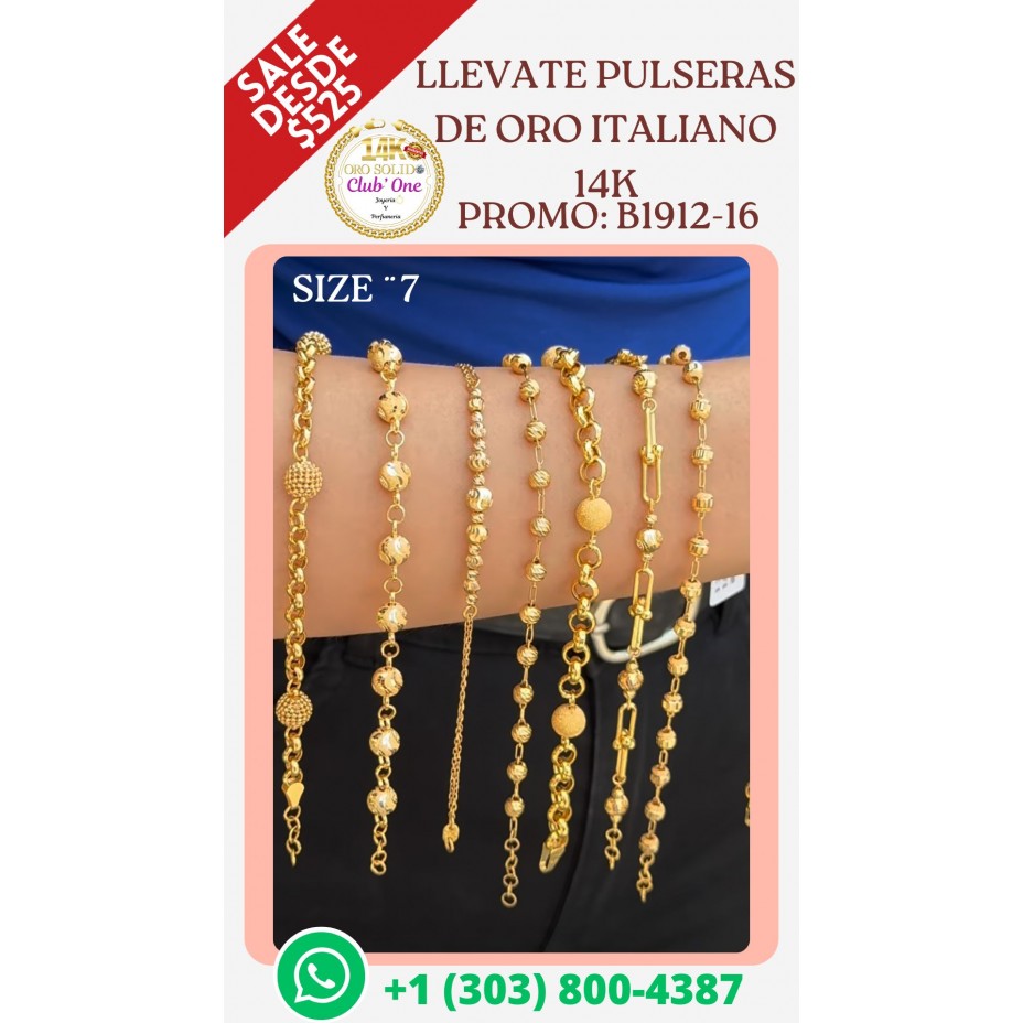 Italian Gold Bracelets 14K Promotion B1912111