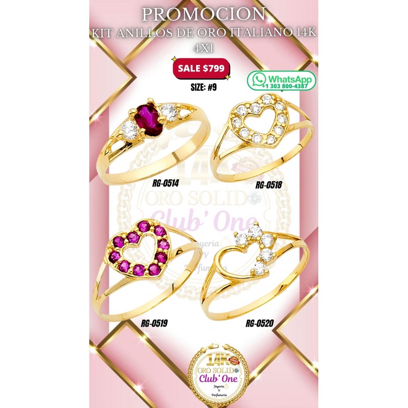 Promocion Anillos de Oro Italiano 14k 4X1 B27012