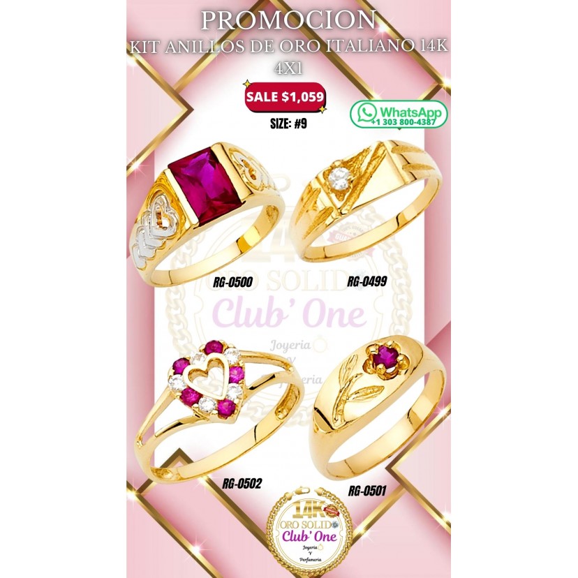 No Pierdas La Oportunidad de comprar Anillos de Oro Italiano 14K B27011 