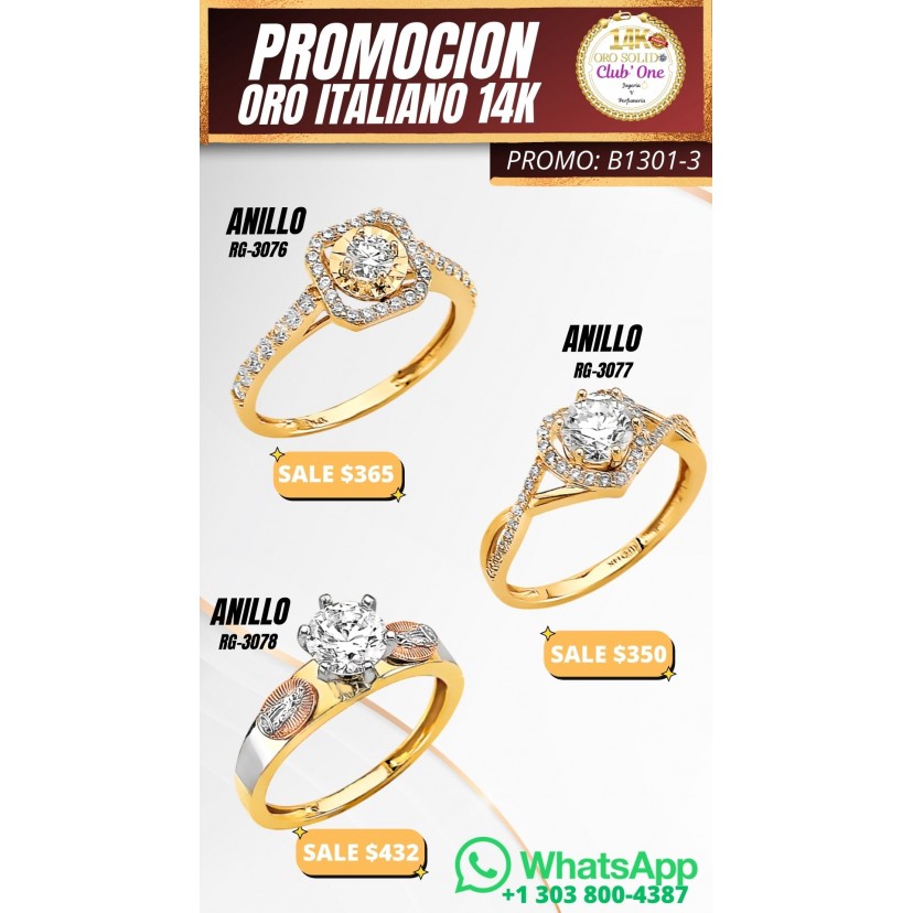 La Mejor Promoción en Oro Italiano 14K B1301-3