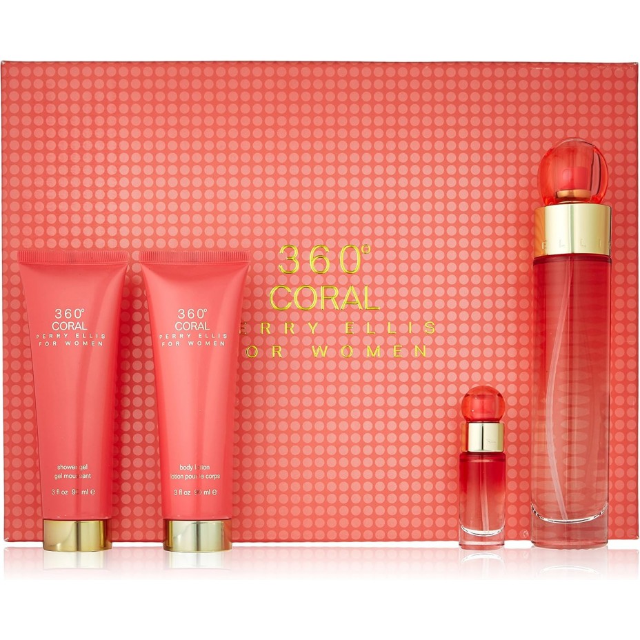 8632 Perry Ellis 360 CORAL SET 4p 3.4oz W EDP SPY