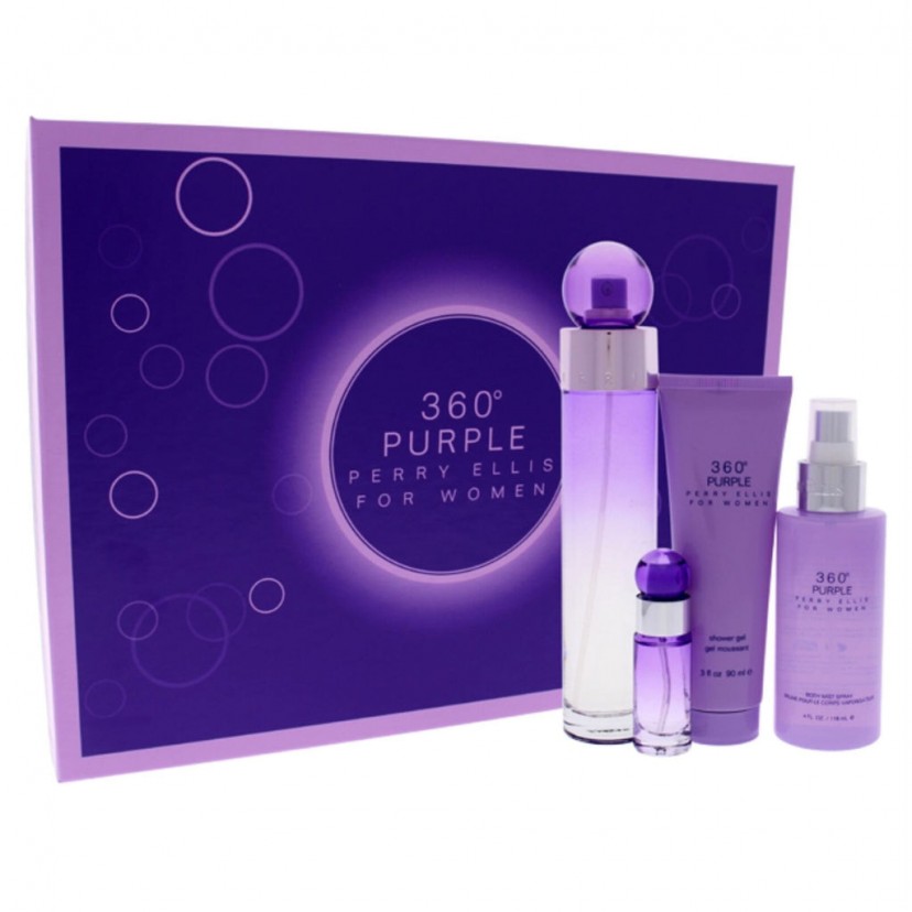 8286 Perry Ellis 360 PURPLE SET 4p 3.4oz W EDT SP