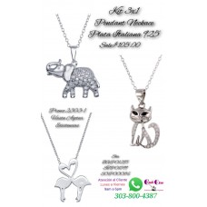 Pendant Necklace Silver Italian 925 3X1