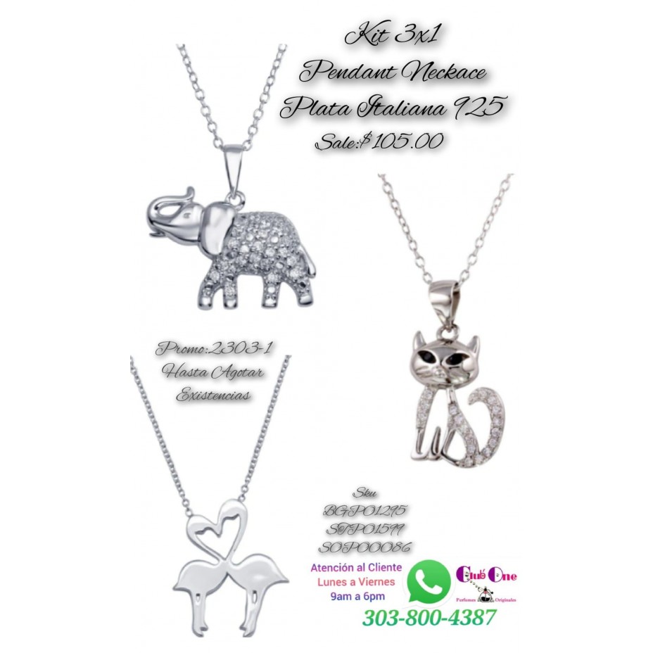 Pendant Necklace Silver Italian 925 3X1