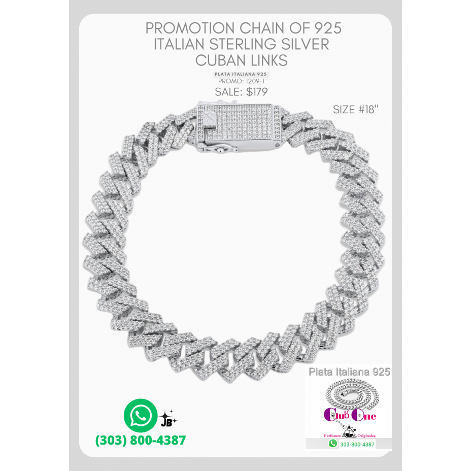 Italian Silver 925 Chain With Cuban Link On Promotion