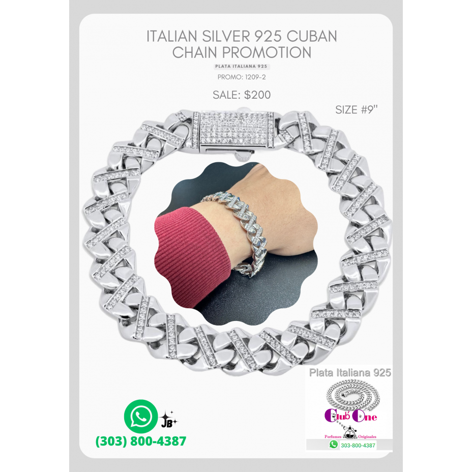 Discover the Elegant Italian Silver 925 Cuban Bracelet in Promotion