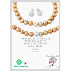 Set With CZ Encrusted Sterling Silver Beads