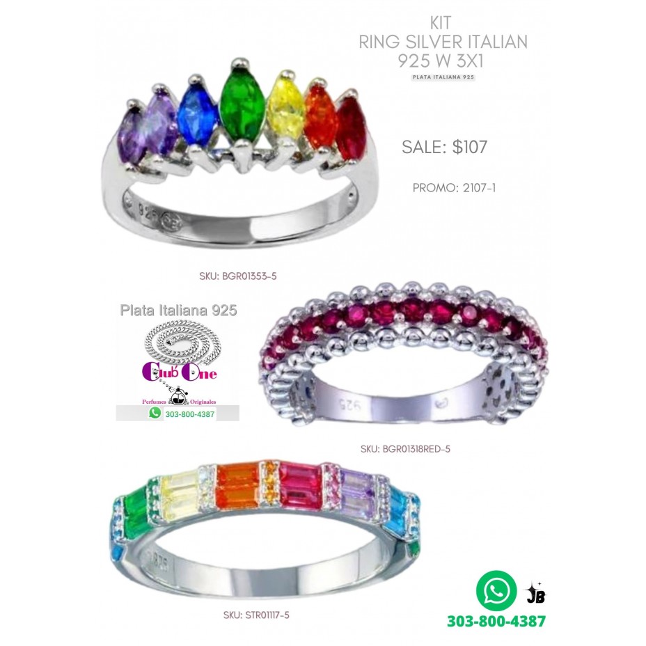 3X1 Kit Of Italian Silver Rings 925 Italian Silver Jewelry At Incredible Prices