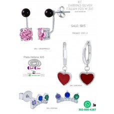 Special Italian Silver 925 Earrings Kit On Offer 3X1