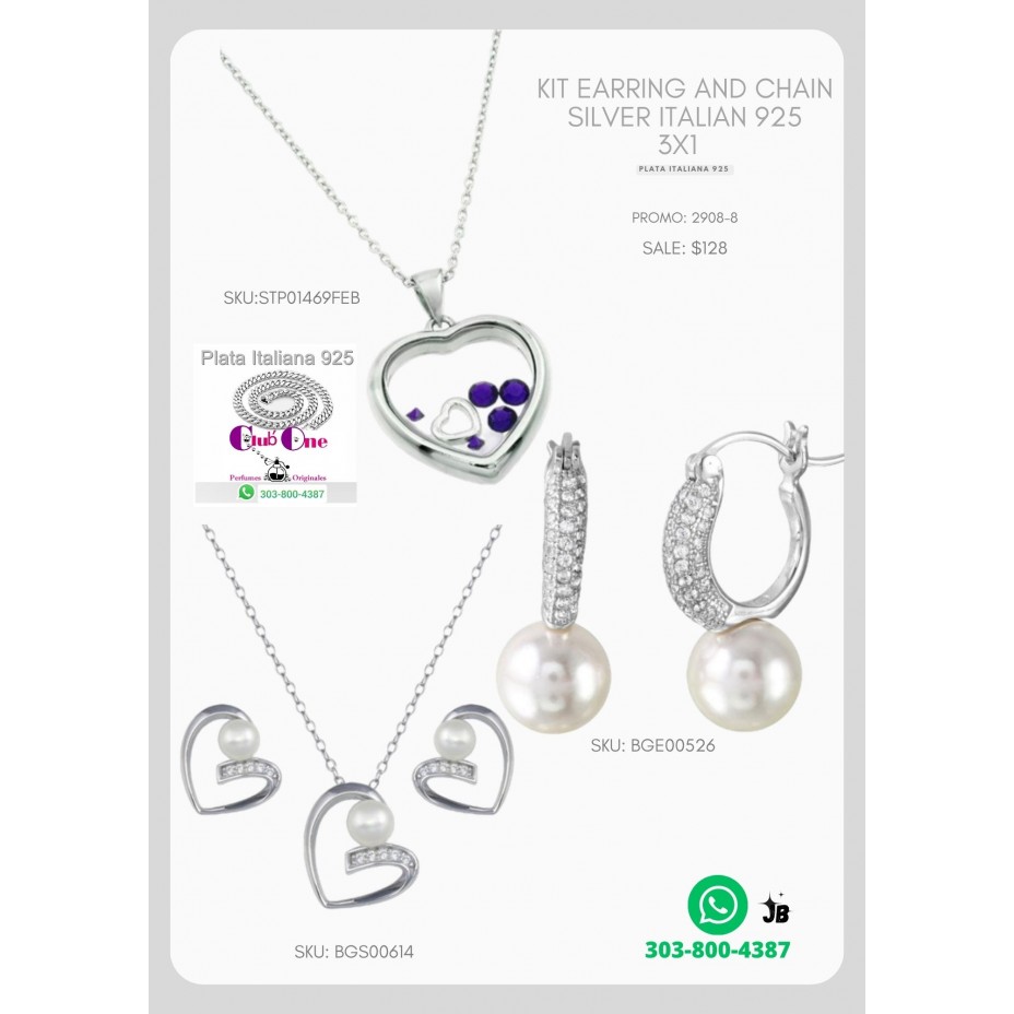 Elegant Promotion Of Earrings And Chains Of Italian Silver 925 3X1