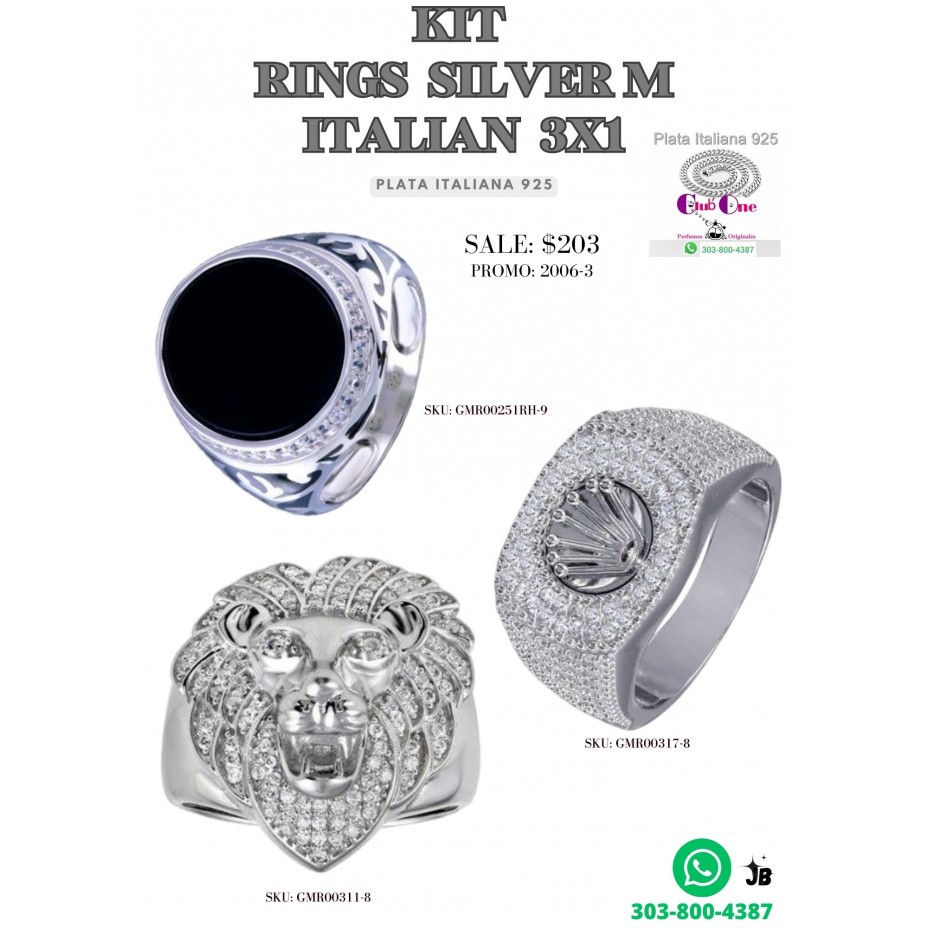 Italian Silver Rings M Promotion 3X1 