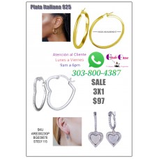 Italian Silver 925 Earrings 3X1