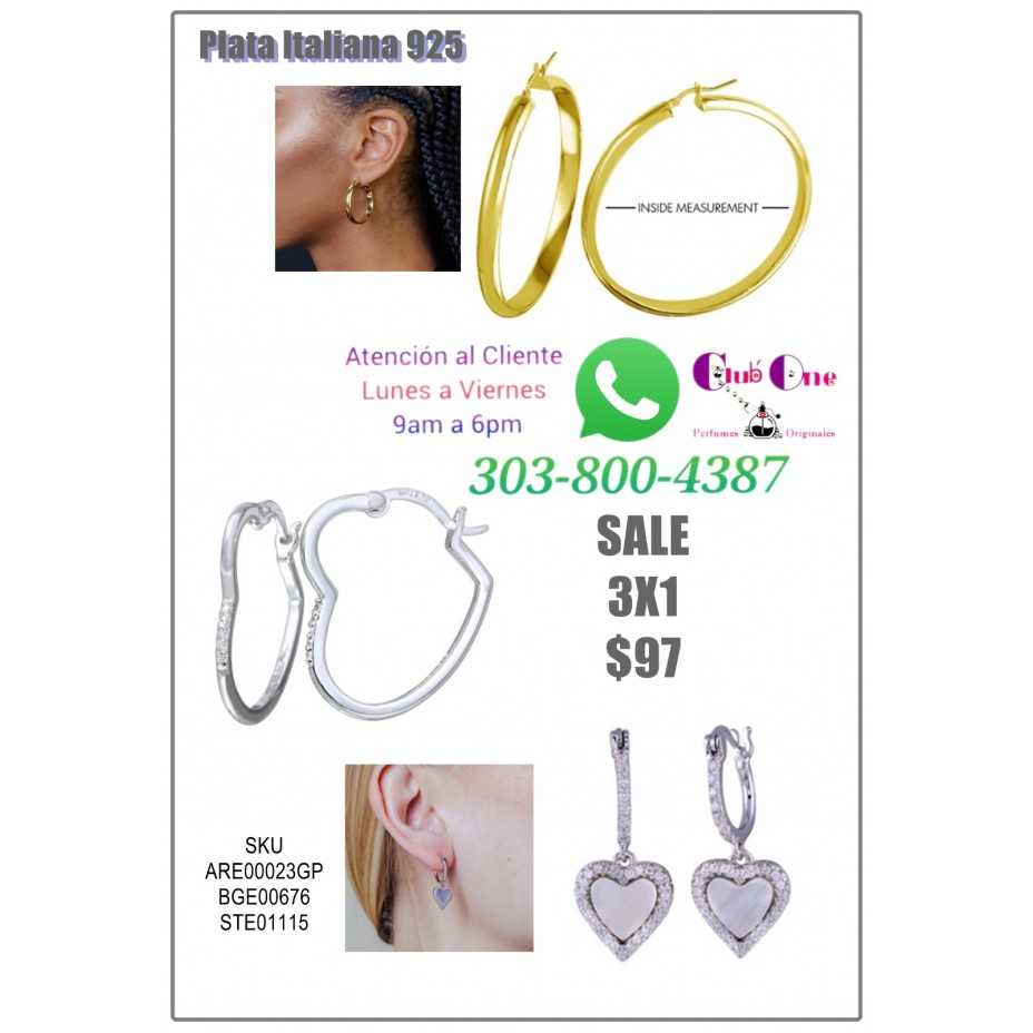 Italian Silver 925 Earrings 3X1